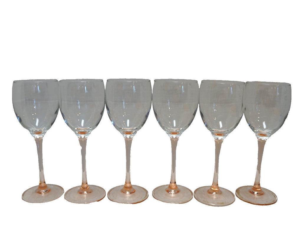 Luminarc Cristal d'Arques Durand Rose Pink Stem Claret Wine Glasses Set of 6