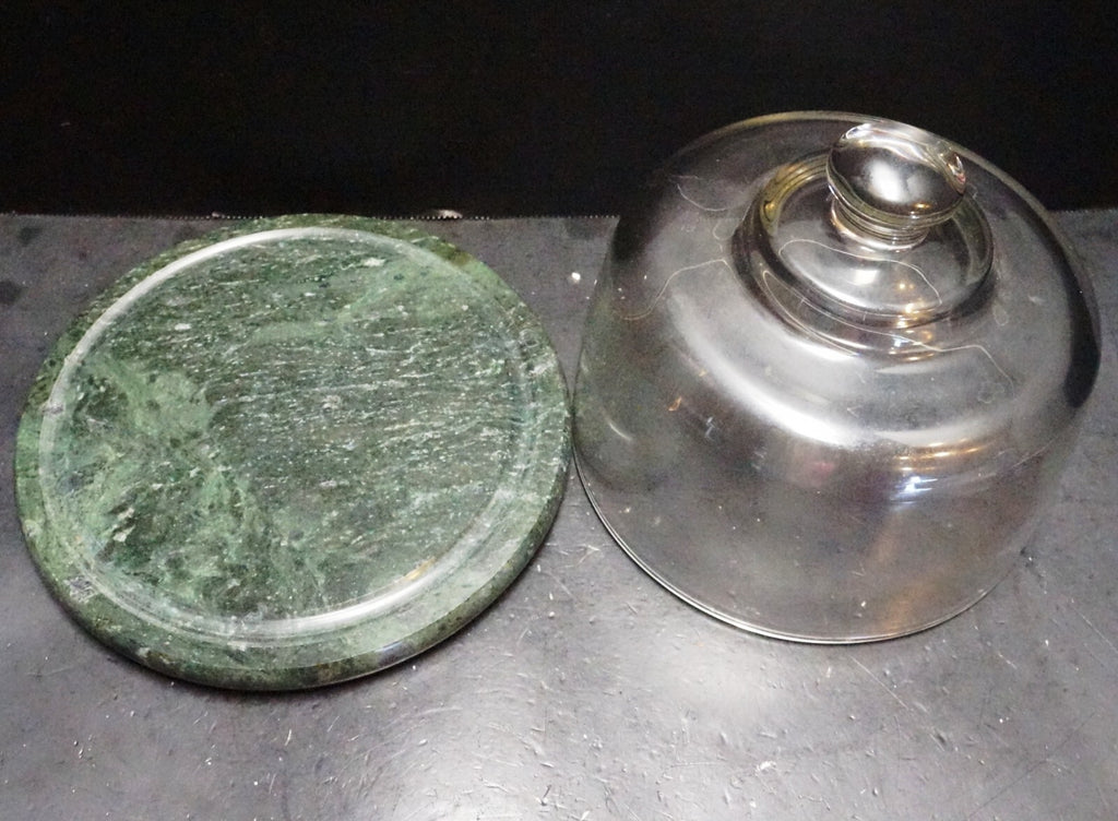 Dutch Garden Dark Green Marble Clear Glass Dome Cheese Board