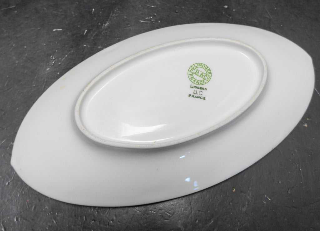 U.C. Limoges FB&CO France Oval Relish Dish Roses Scrolls