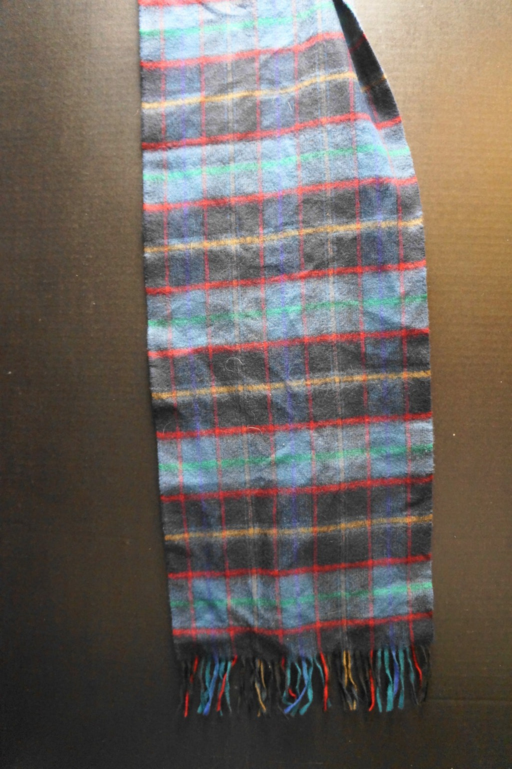 Blue Plaid Scarf Muffler Acrylic West Germany