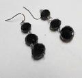 Black Glass Graduated Faceted Bead Drop Earrings