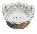 White Glazed Ceramic Woven Basket Bowl Made in Italy