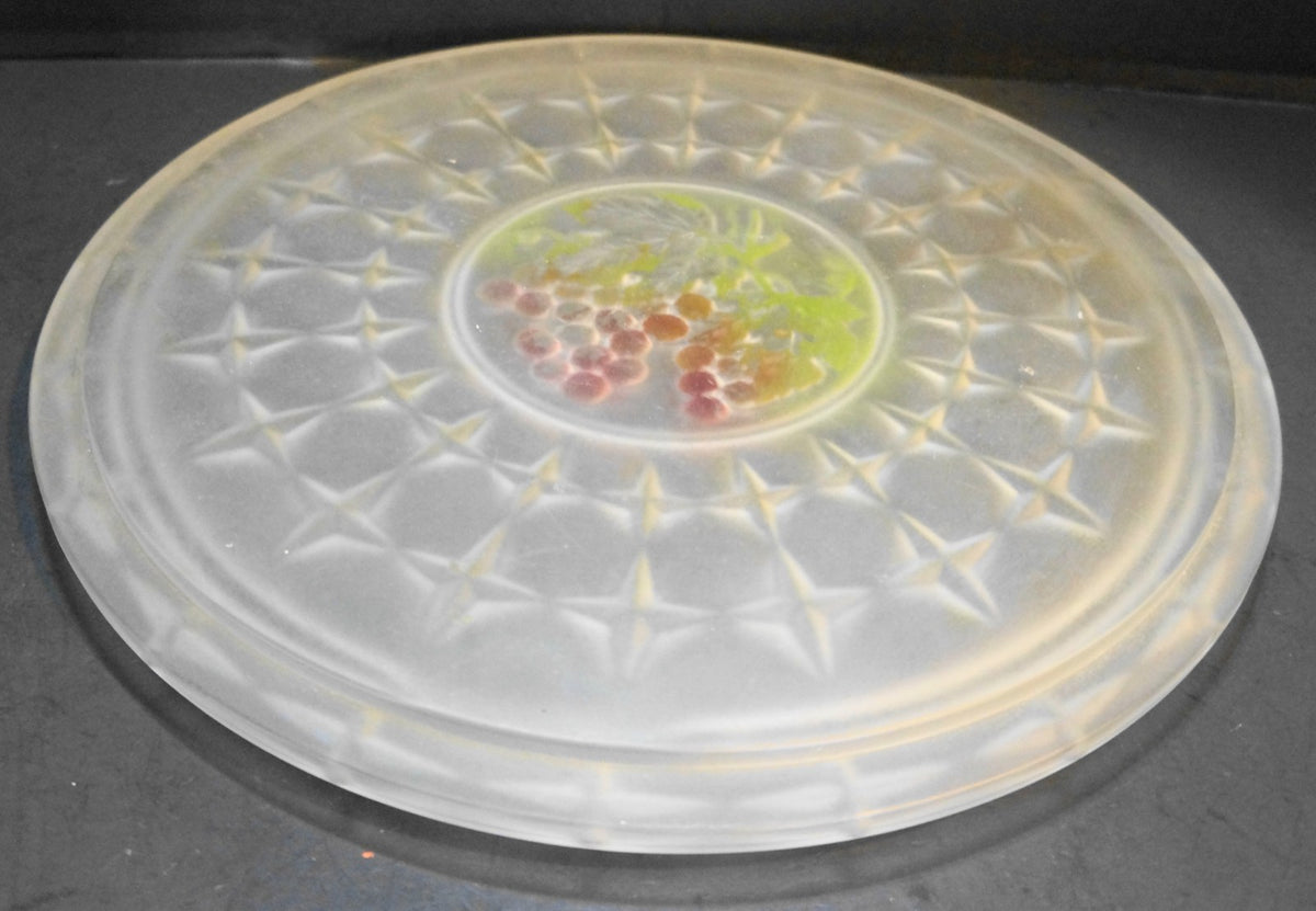 Indiana Glass Constellation Frosted Grape Intaglio Footed Cake Plate
