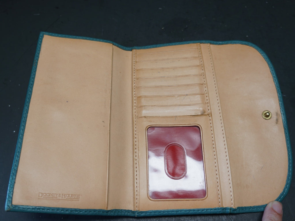 Dooney and Bourke Continental Clutch Pebbled Leather Teal Wallet