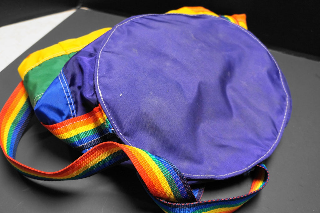 Taylor Made Rainbow Stripe 1980s Drawstring Bucket Bag Nylon