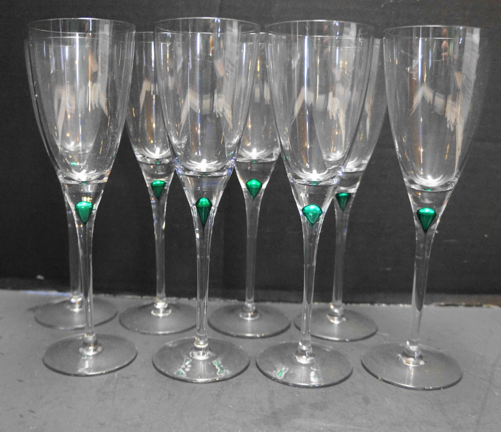 Colony Diane Green Encased Teardrop Wine Glasses Set of 8