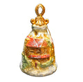 Ornate Christmas Bell Ornament Hand Painted Glass Glitter House
