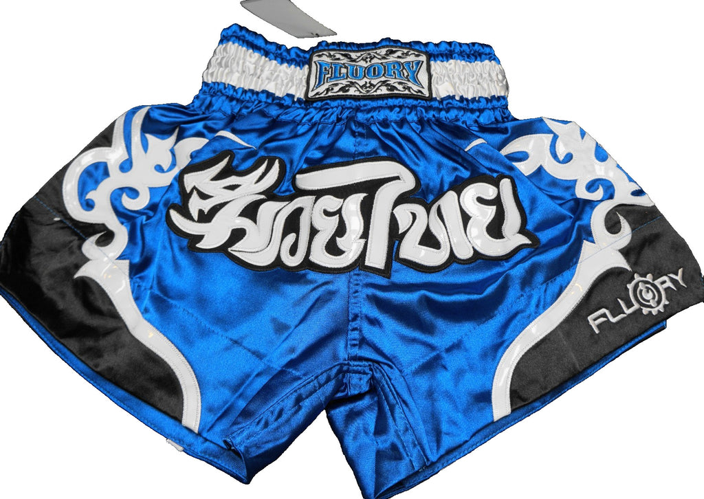 Fluory Muai Thai MMA Boxing Shorts Blue M Medium NWT