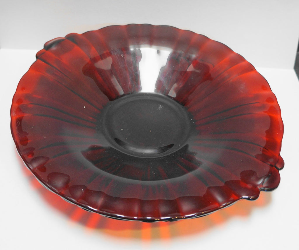 Anchor Hocking Old Cafe Royal Ruby Handled Round Tray