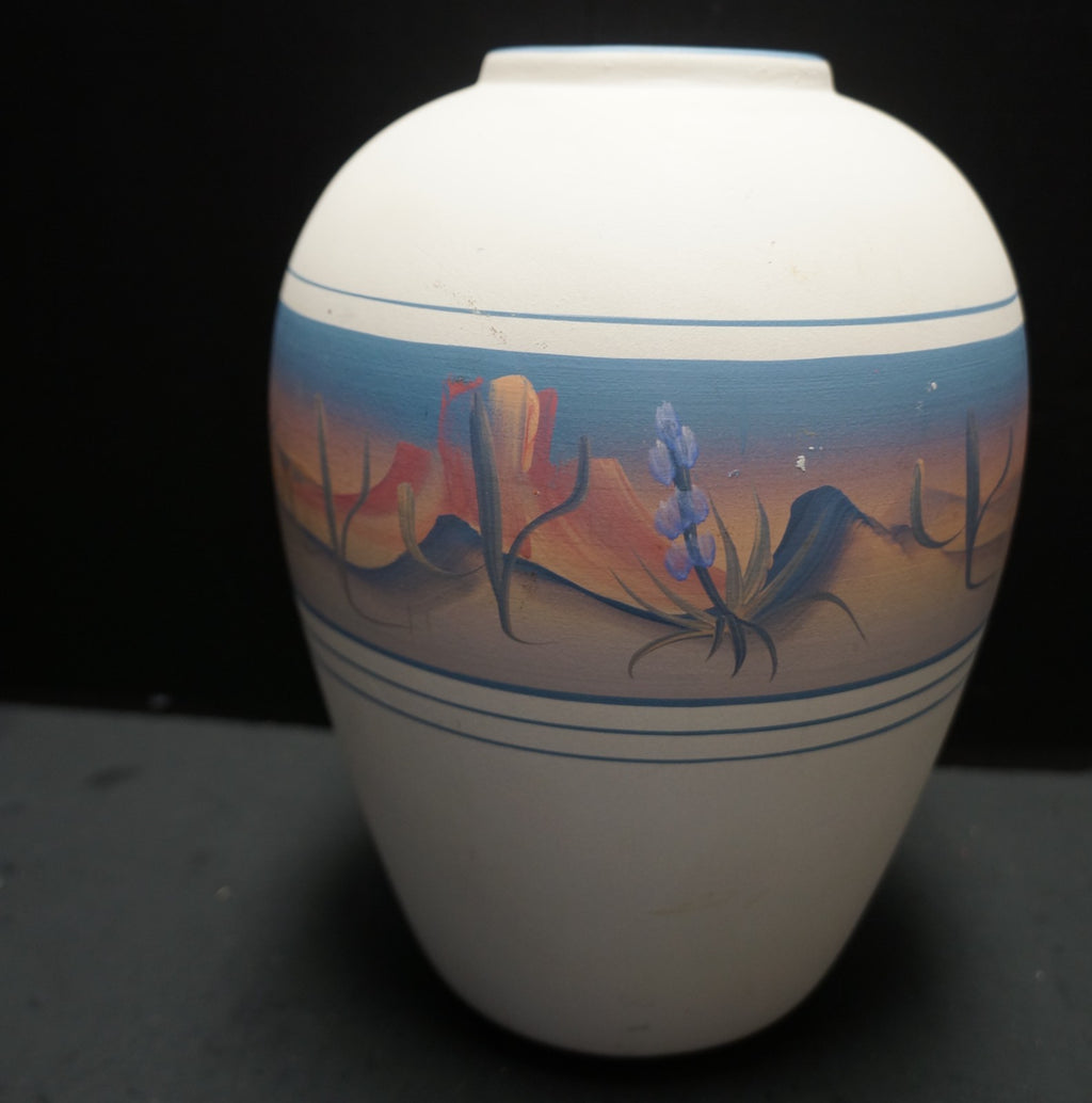 New West Pottery Southwestern Native American Hand Painted Desert Vase 9 1/2 IN