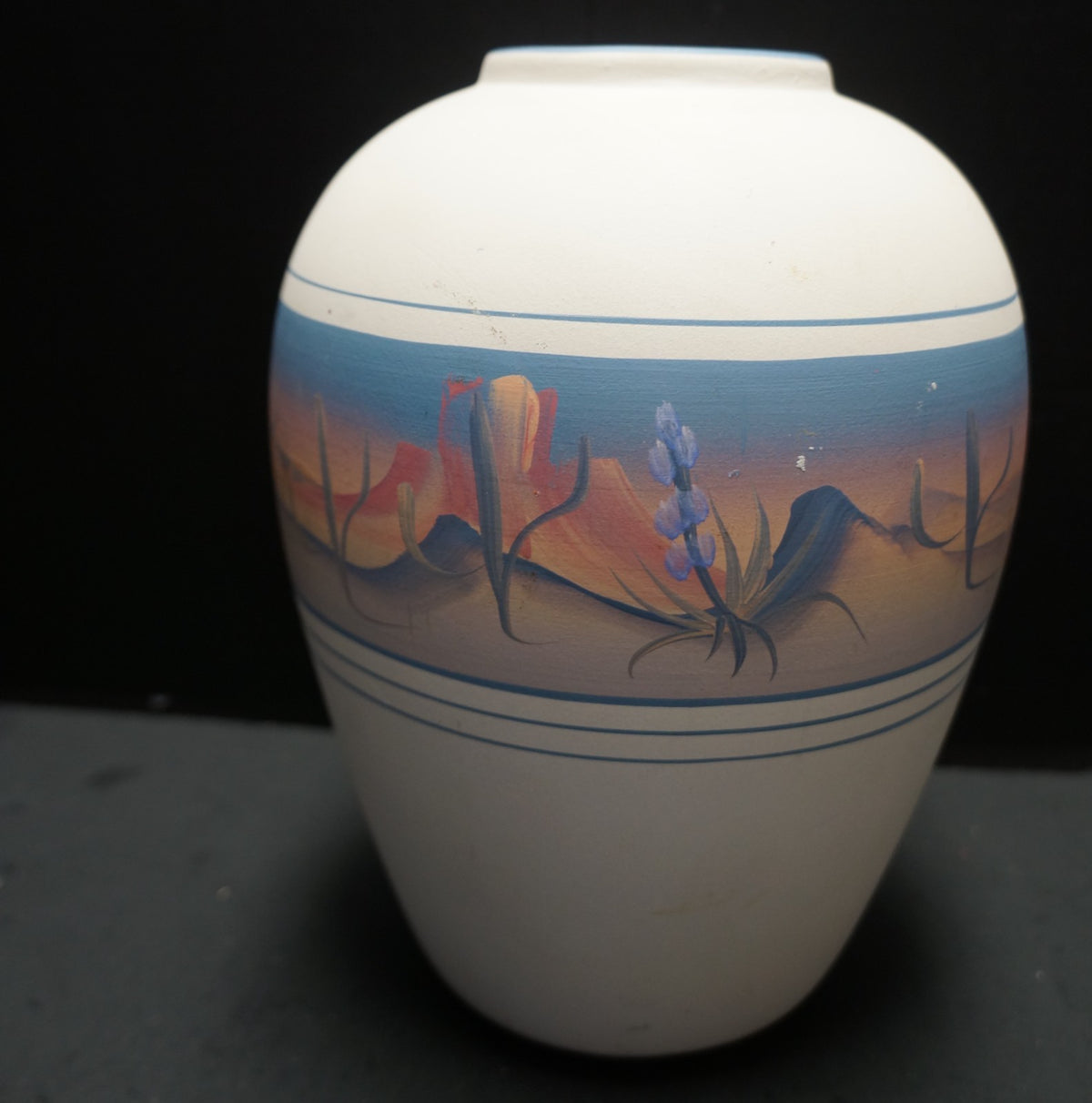 New West Pottery Southwestern Native American Hand Painted Desert Vase 9 1/2 IN