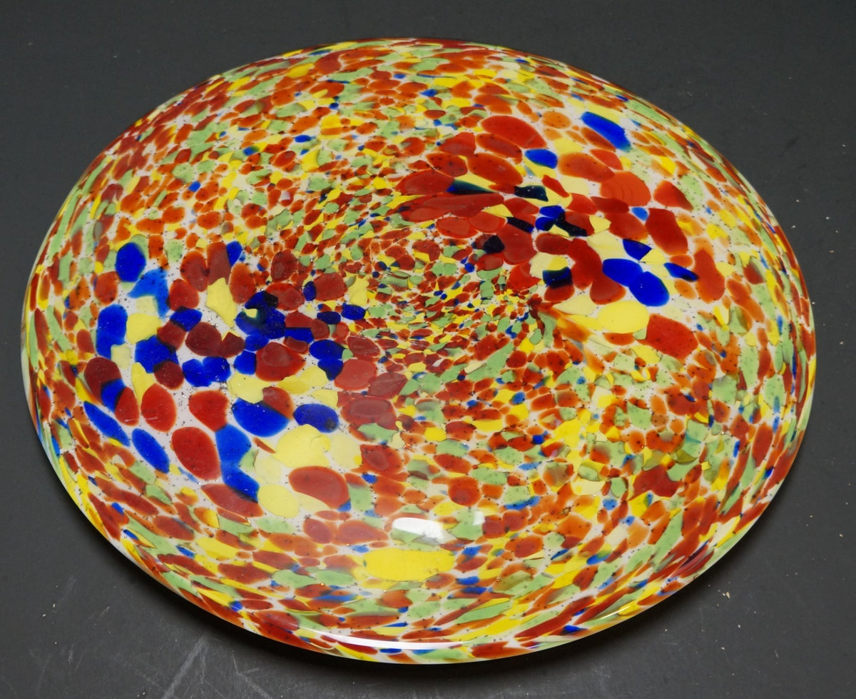 Confetti Spatter Art Glass Round Tray Platter Plate 12"