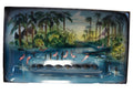 Flamingos Palm Trees Florida Souvenir Ceramic Ashtray MCM