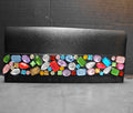 Black Satin Evening Bag Colorful Faux Rhinestones Embellished