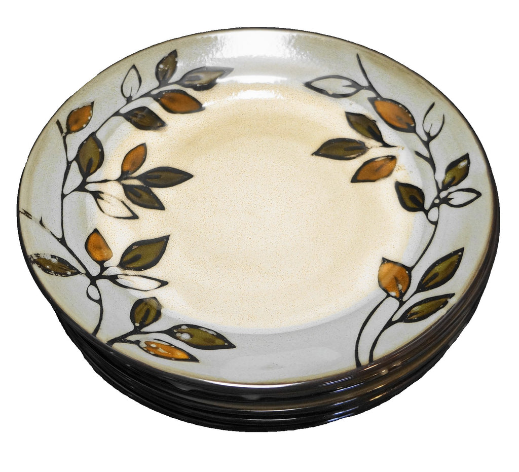 Pfaltzgraff Everyday Rustic Leaves Set Of 7 Salad Dessert Plates Stoneware 8 3/4