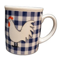 Rosenthal Netter Blue Gingham Plaid Chicken Ceramic Mug 1970s Farmhouse