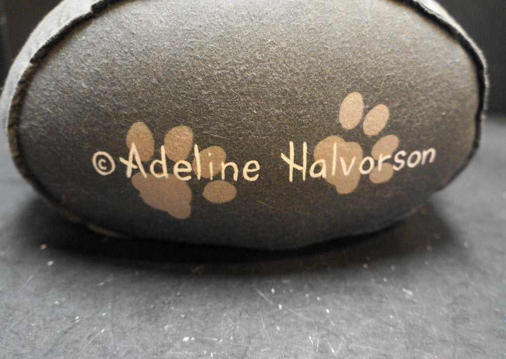 Adeline Halvorson Gray Tabby Cat Fabric Stuffed Doorstop 11" Weighted Base