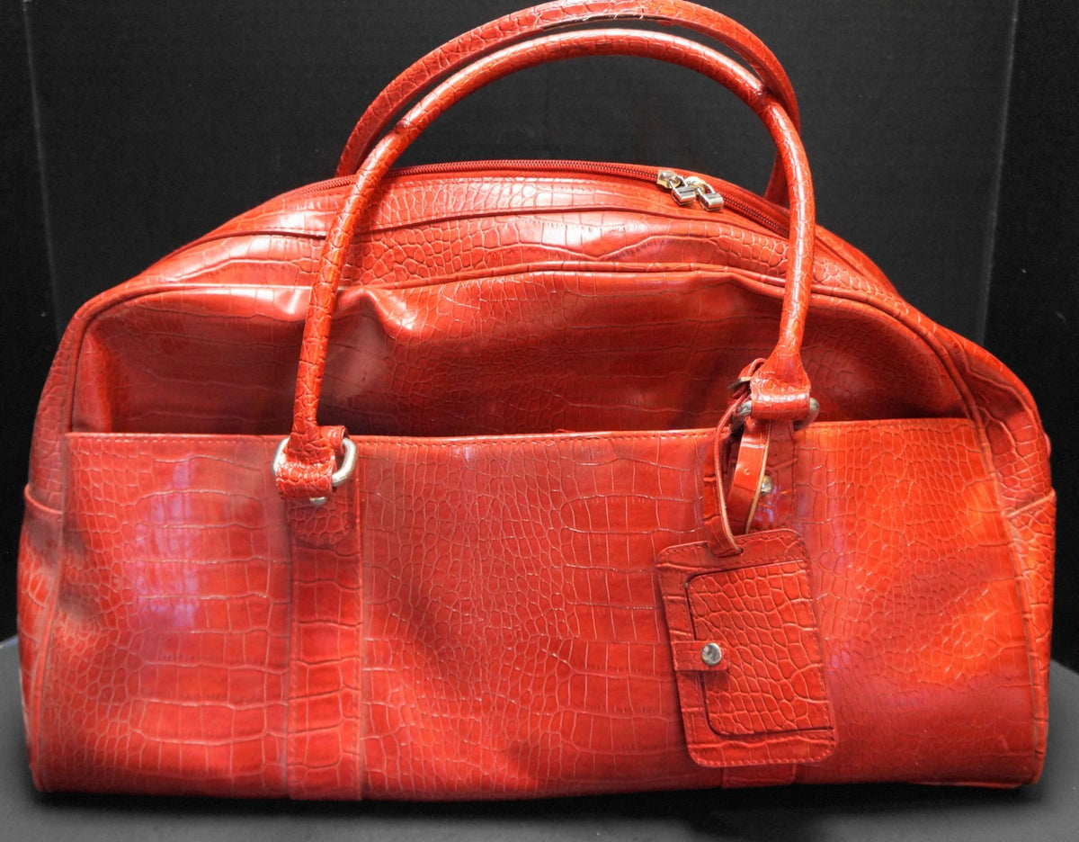 Bath & Body Works Red Moc Croc Faux Vegan Leather Duffle Bag Carry On