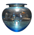 Capri Sky Blue Blown Glass Vase Squat Bowl Shape