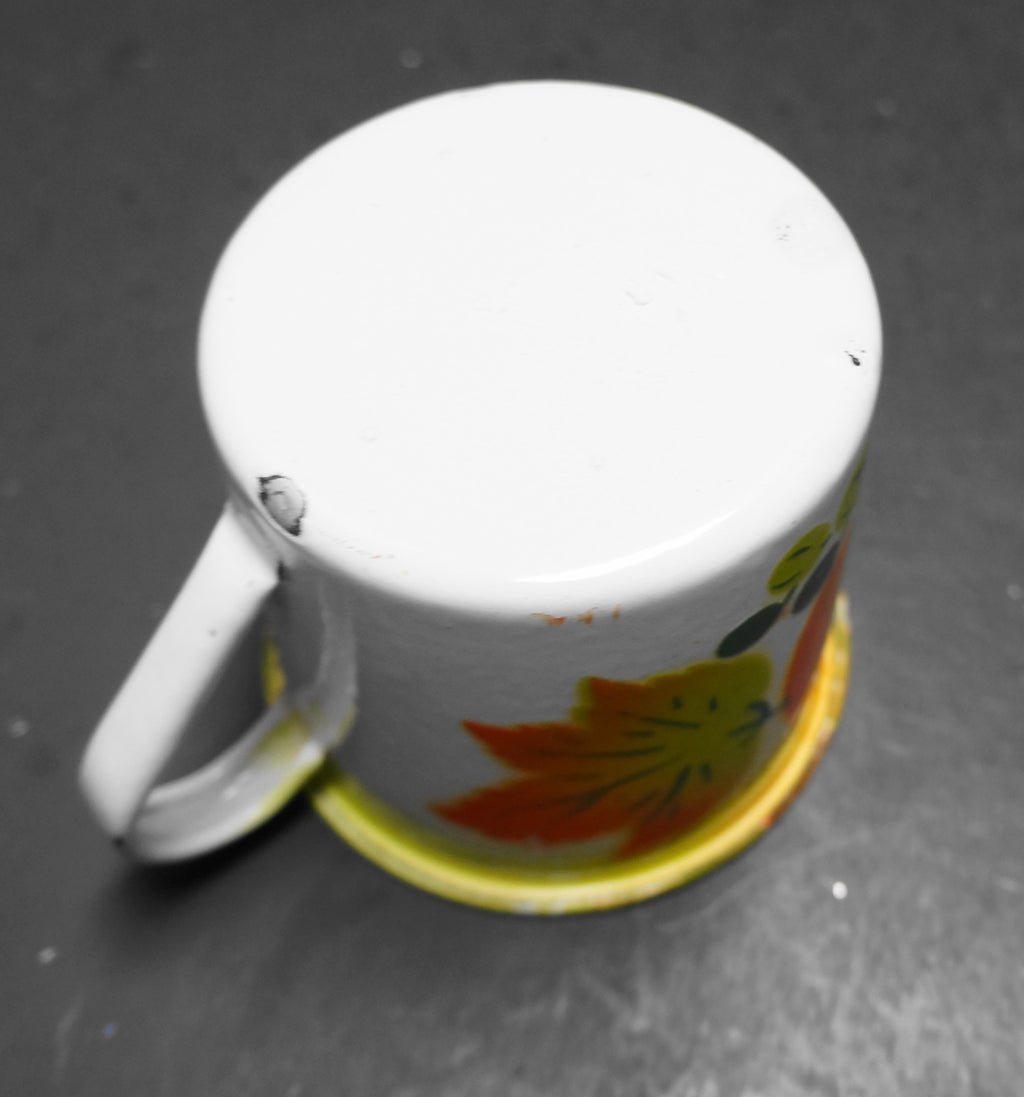 Fruit Airbrushed Enamel Mugs Pair Vintage