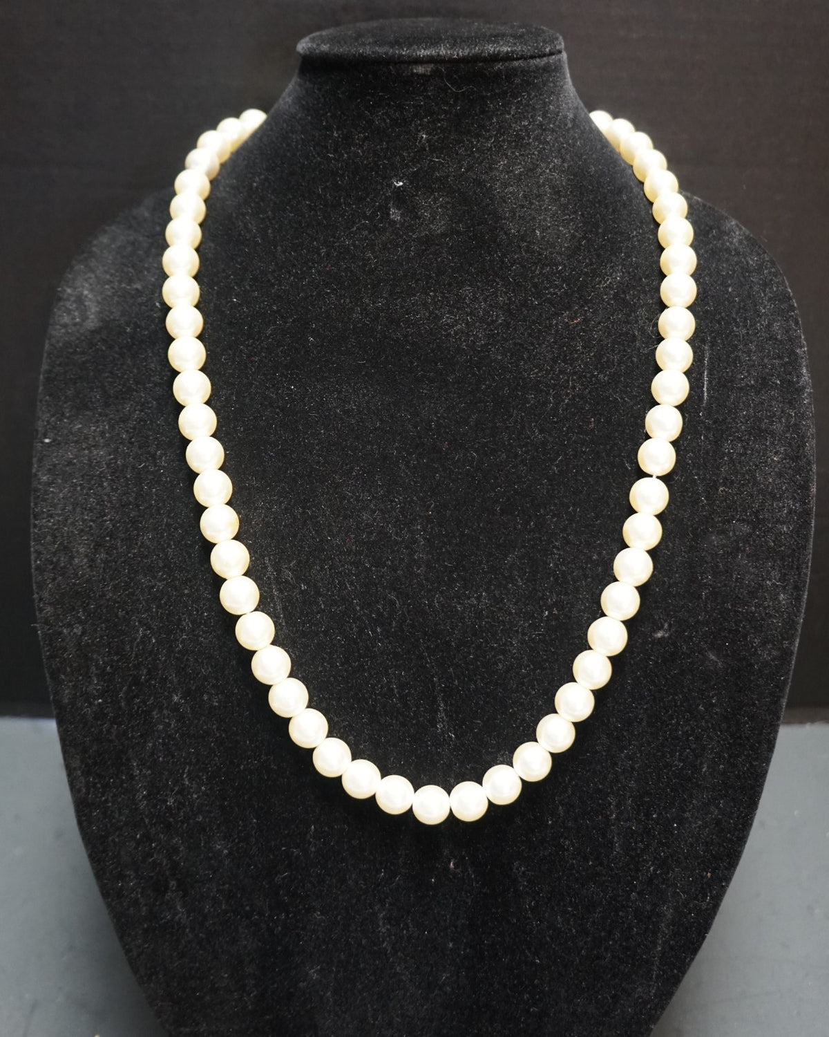 Hong Kong Long Faux Pearl Bead Necklace 28 IN