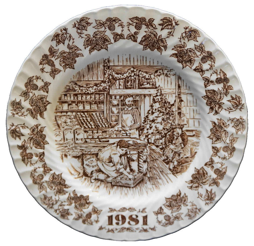 Knott's Berry Farm Brown Transferware 1981 Plate Staffordshire England