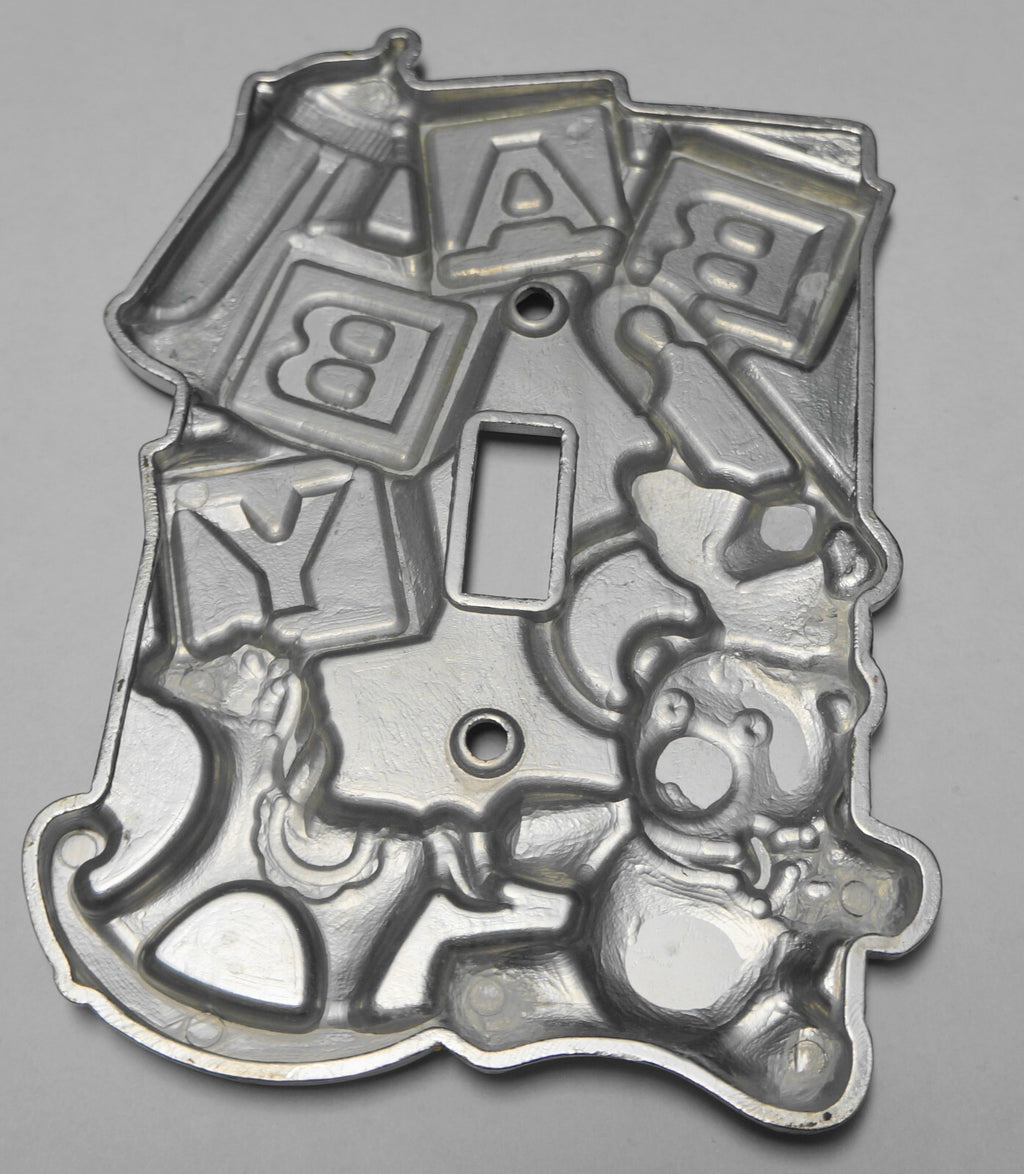 Baby Alphabet Blocks Diaper Pin Teddy Bear Bottle Pewter Light Switch Plate