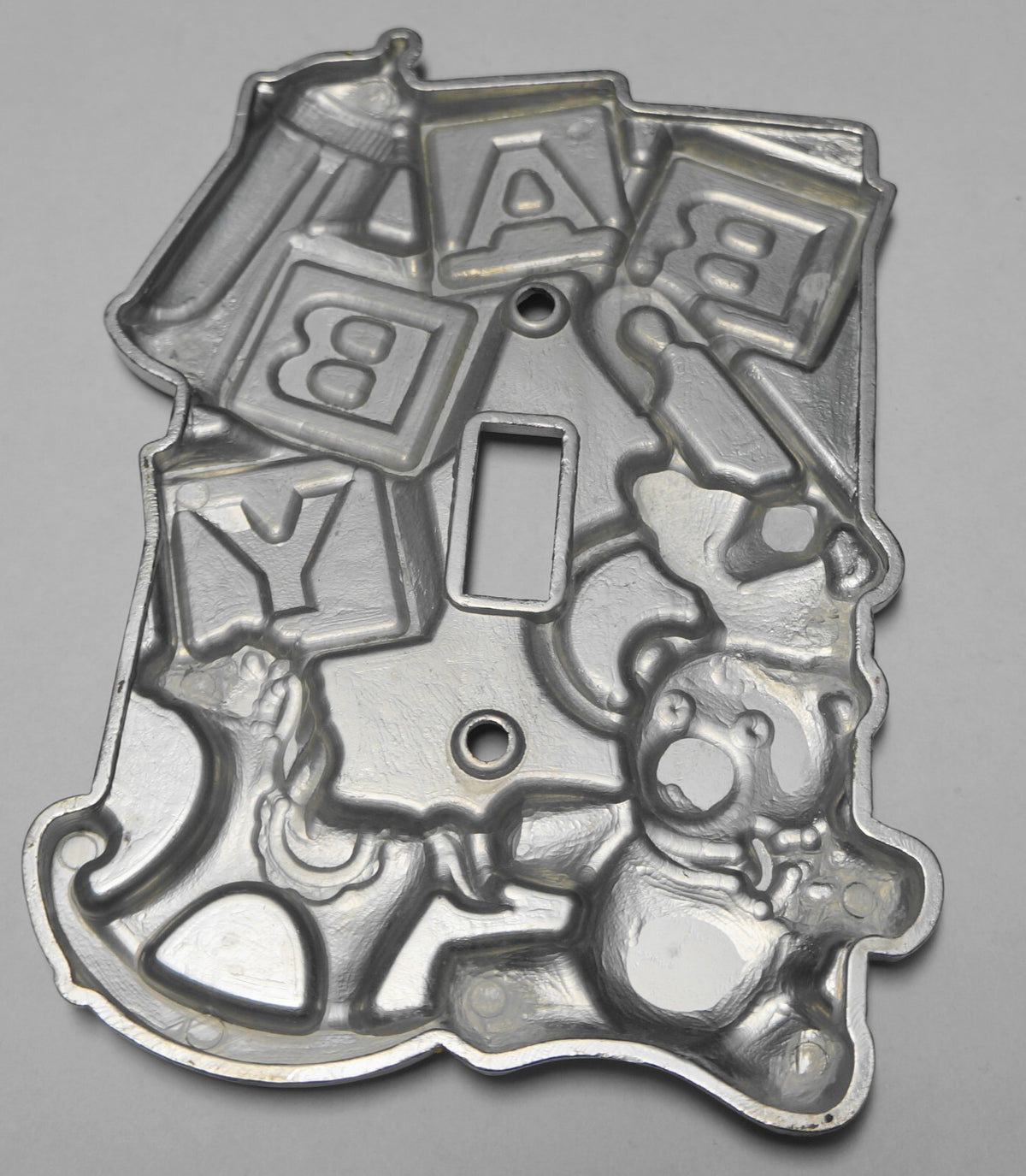 Baby Alphabet Blocks Diaper Pin Teddy Bear Bottle Pewter Light Switch Plate