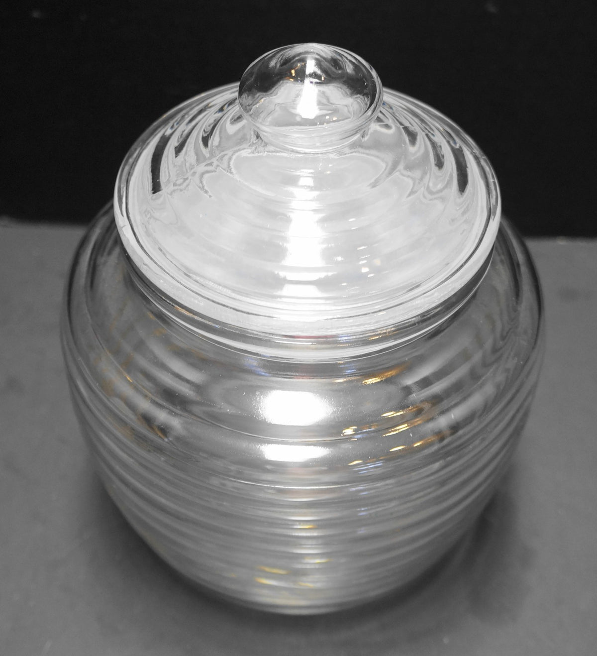 Anchor Hocking Beehive Canister 7" Clear Glass Vintage