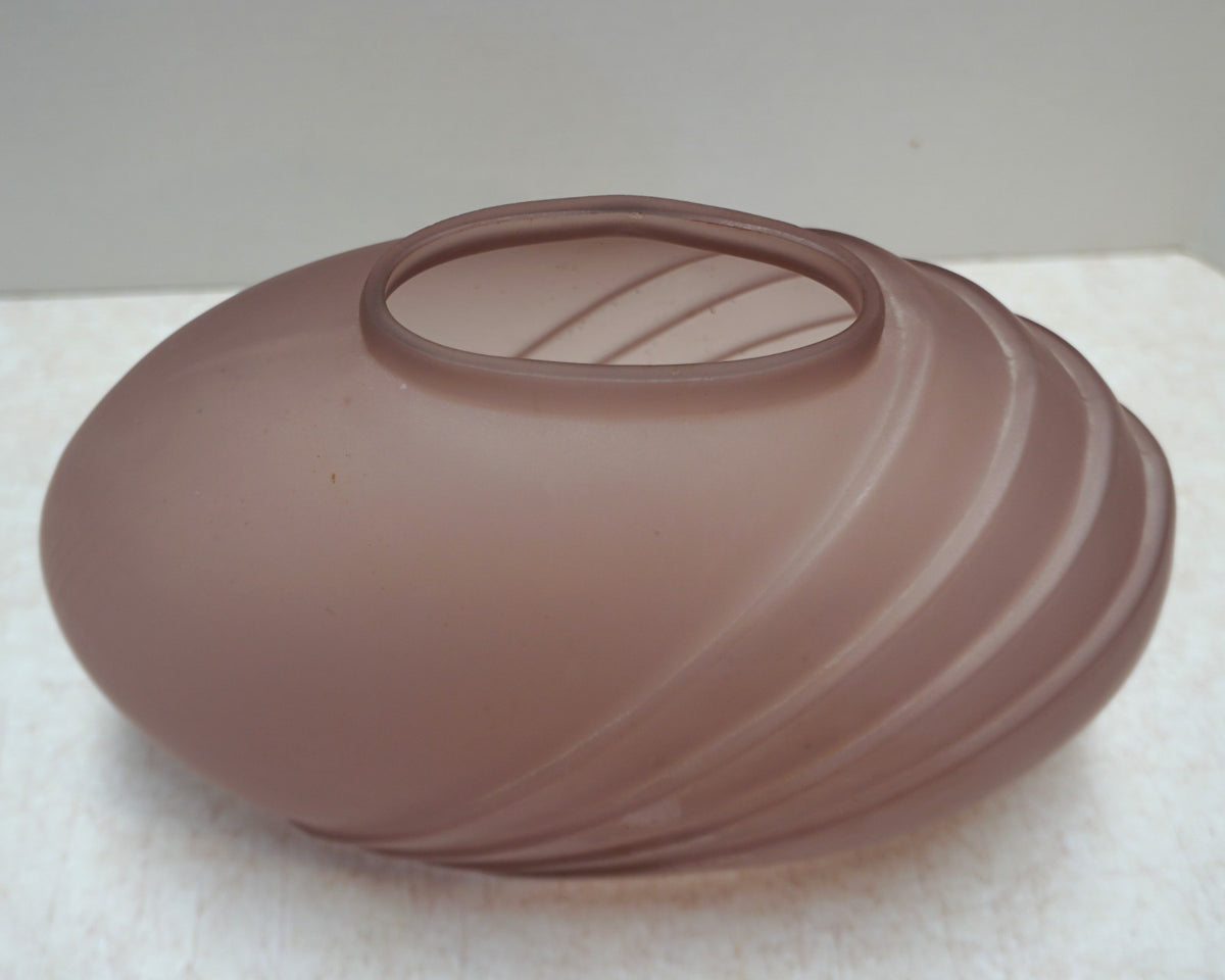 Two's Company Mauve Pink Satin Frosted Glass Art Deco Revival Vase