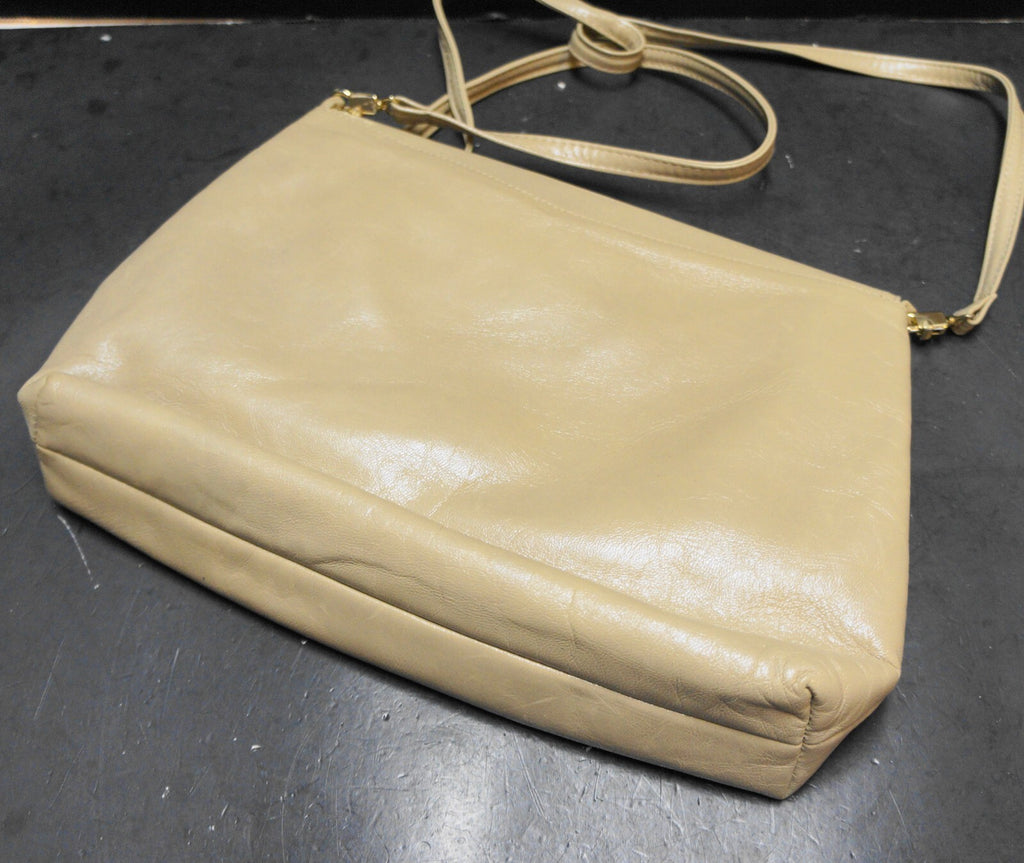Beige Italian Leather Envelope Purse Shoulder Bag Clutch