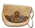 Renzo Rengiano for Visona Camel Brown Leather Purse Reptile Applique