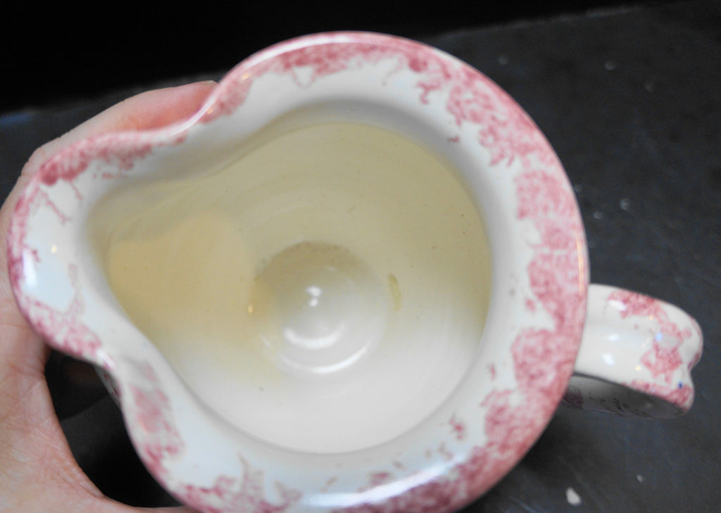 Bear Pottery Pink Rose Red Sponge Spatter Large Creamer