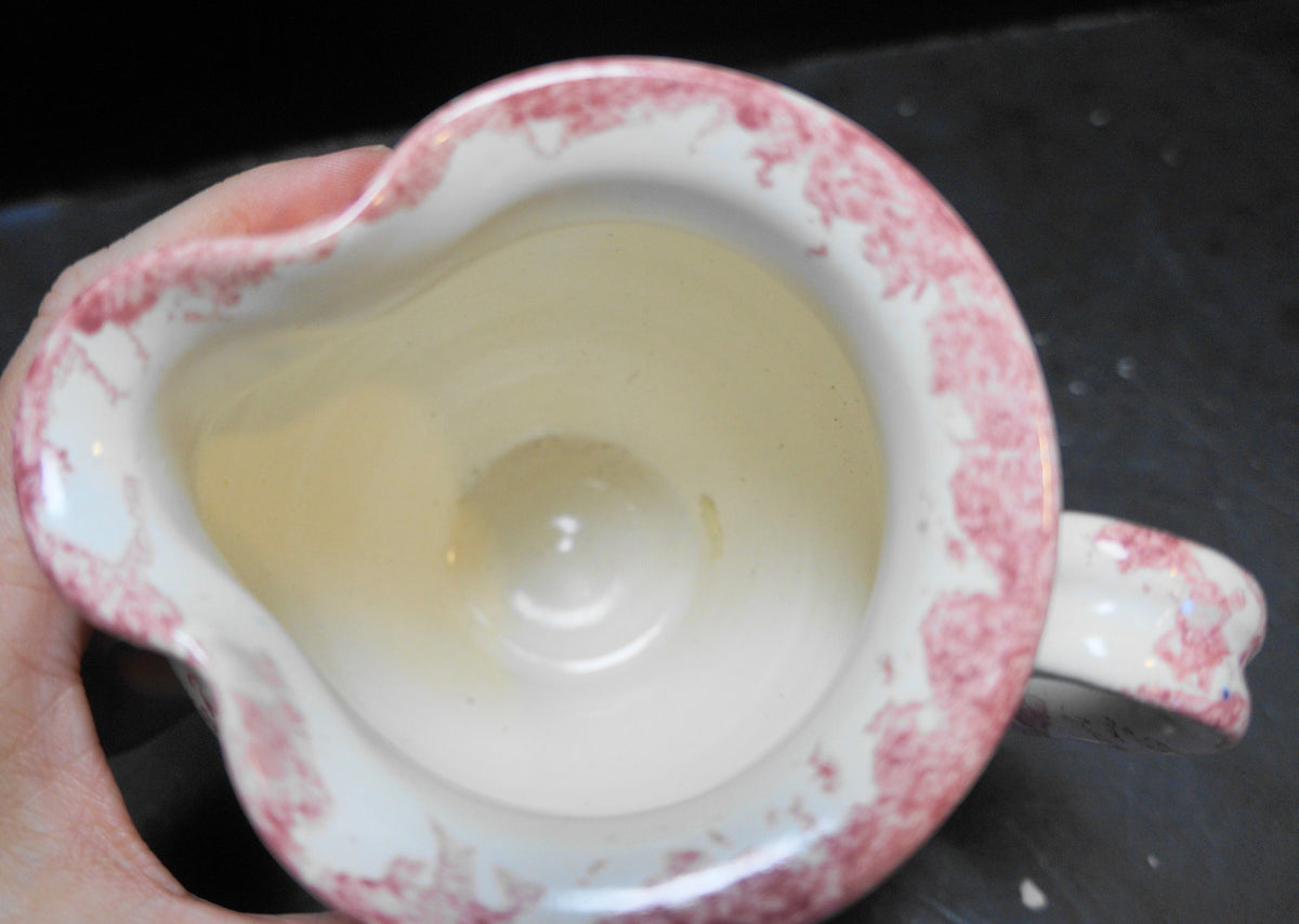 Bear Pottery Pink Rose Red Sponge Spatter Large Creamer