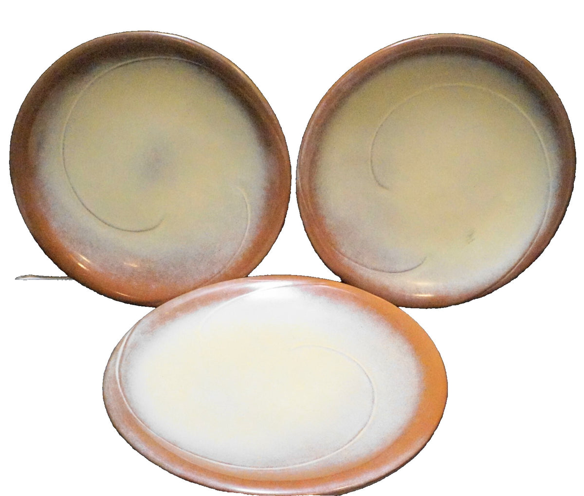 Frankoma Lazybones Brown Satin Dinner Plates Set of 3