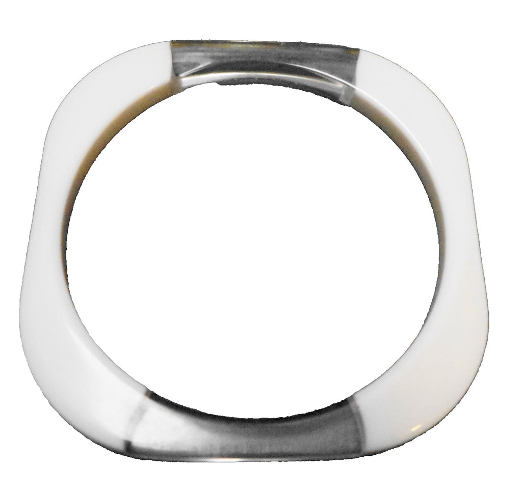 White Lucite Clear Color Block Square Bangle Bracelet