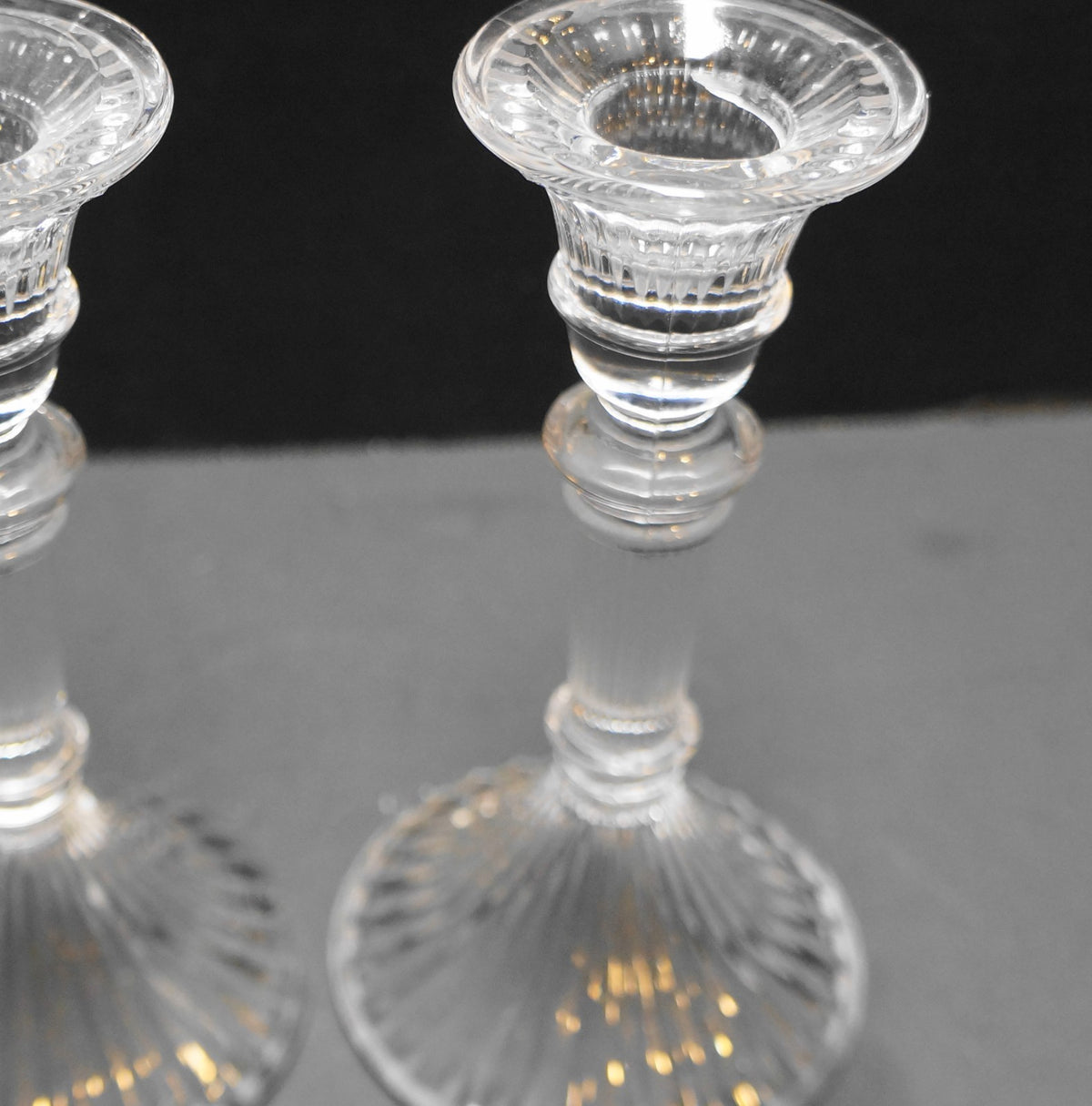 Towle Crystal Ribbed Column Candle Holders Pair 5 1/2 IN Austria Toc33