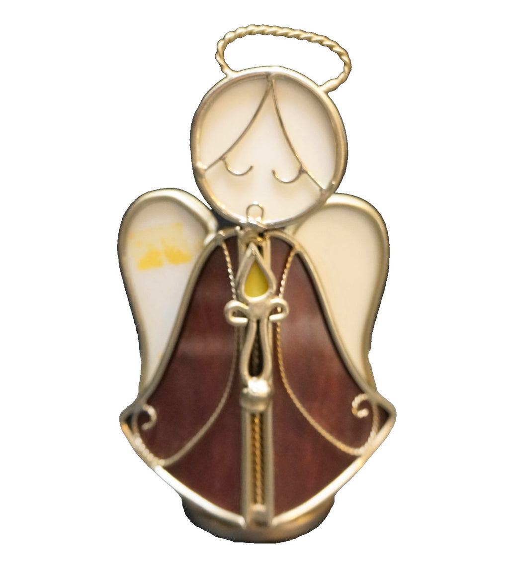 White Purple Stained Glass Angel