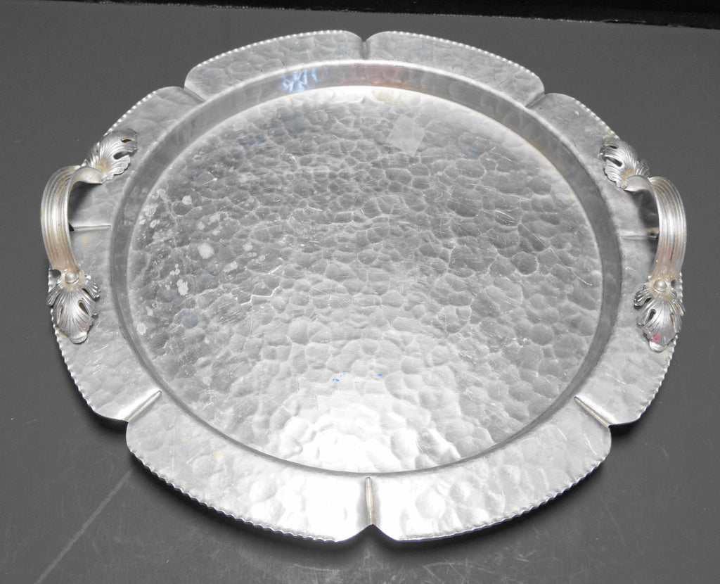 Continental Silverlook Hand Wrought Aluminum Round Handled Tray