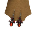 Garnet Deep Red Glass Drop Dangle Earrings