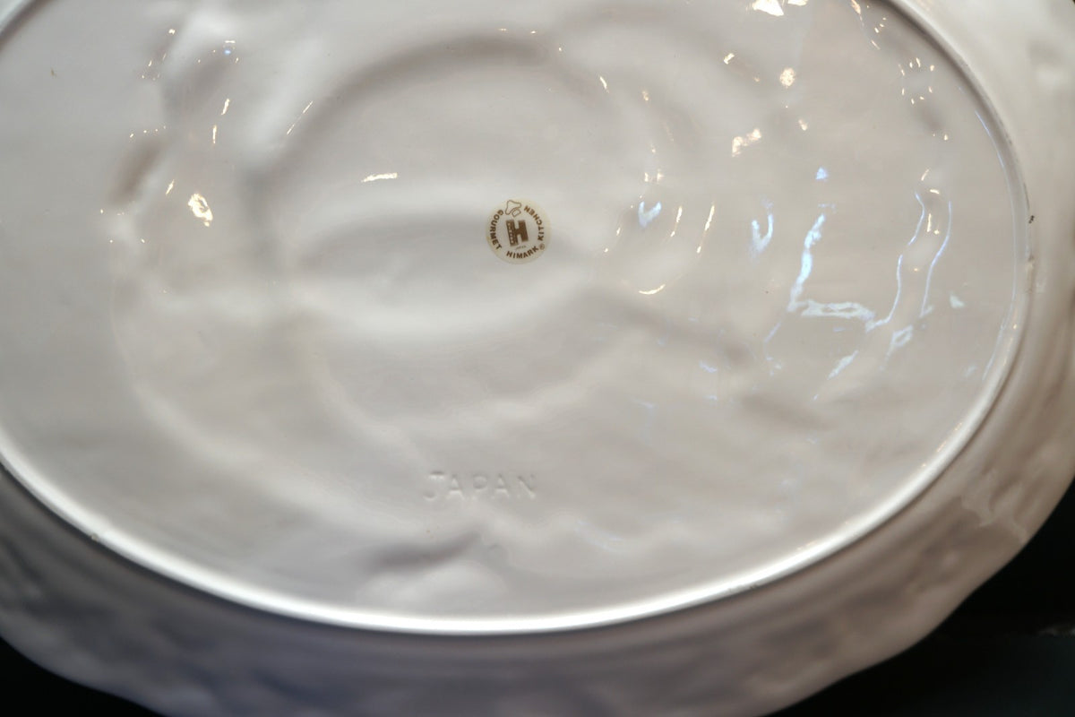 Himark Gourmet Kitchen White Embossed Turkey Platter Japan 19 x 14