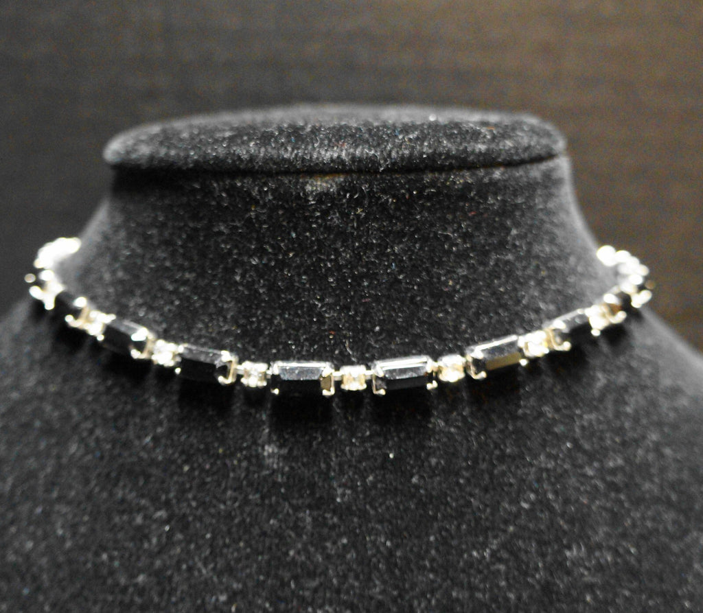 Black Clear Rhinestone Choker Necklace