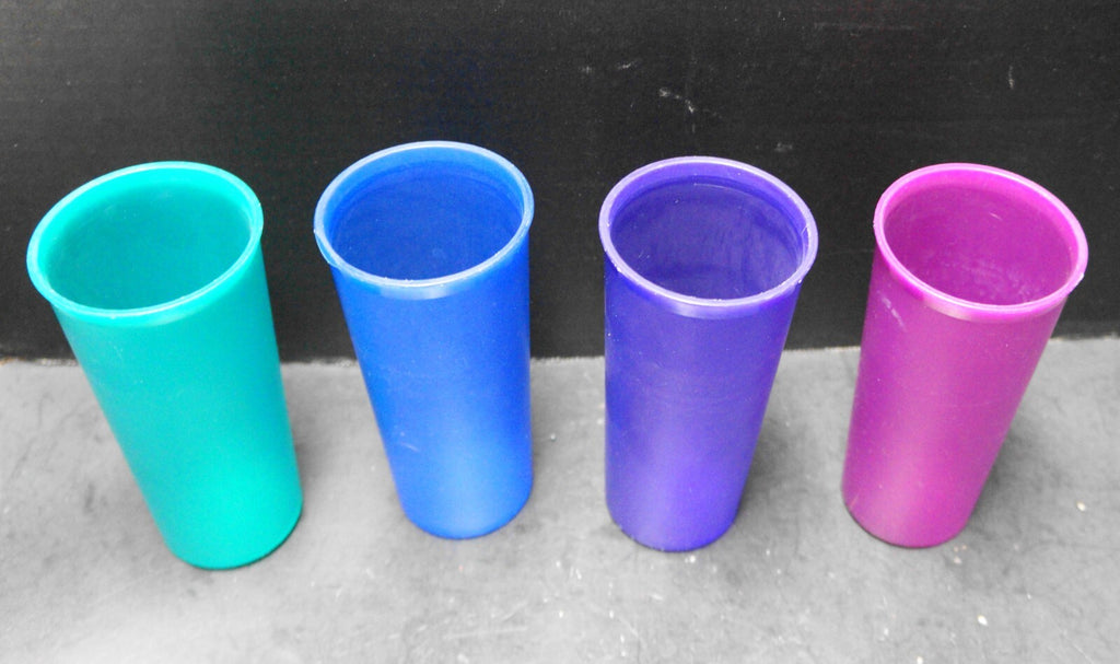 Tupperware Jewel Tone 12 oz Tumblers Set of 4 #115 Purple Violet Blue Green