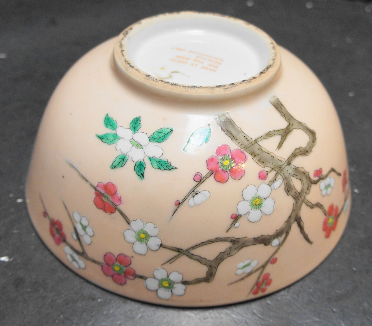 SOLD Cherry Blossom Hand Painted Pink Porcelain Display Bowl 8 IN