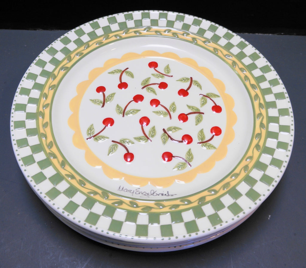 Mary Engelbreit Cherries Jubilee Enesco Dinner Plates Set of 4