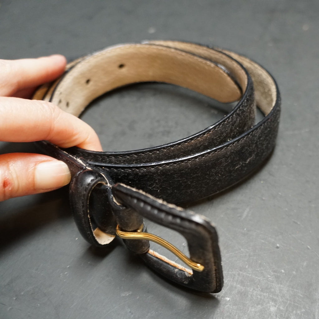 Field Manor Black Leather Belt Made in Taiwan XL