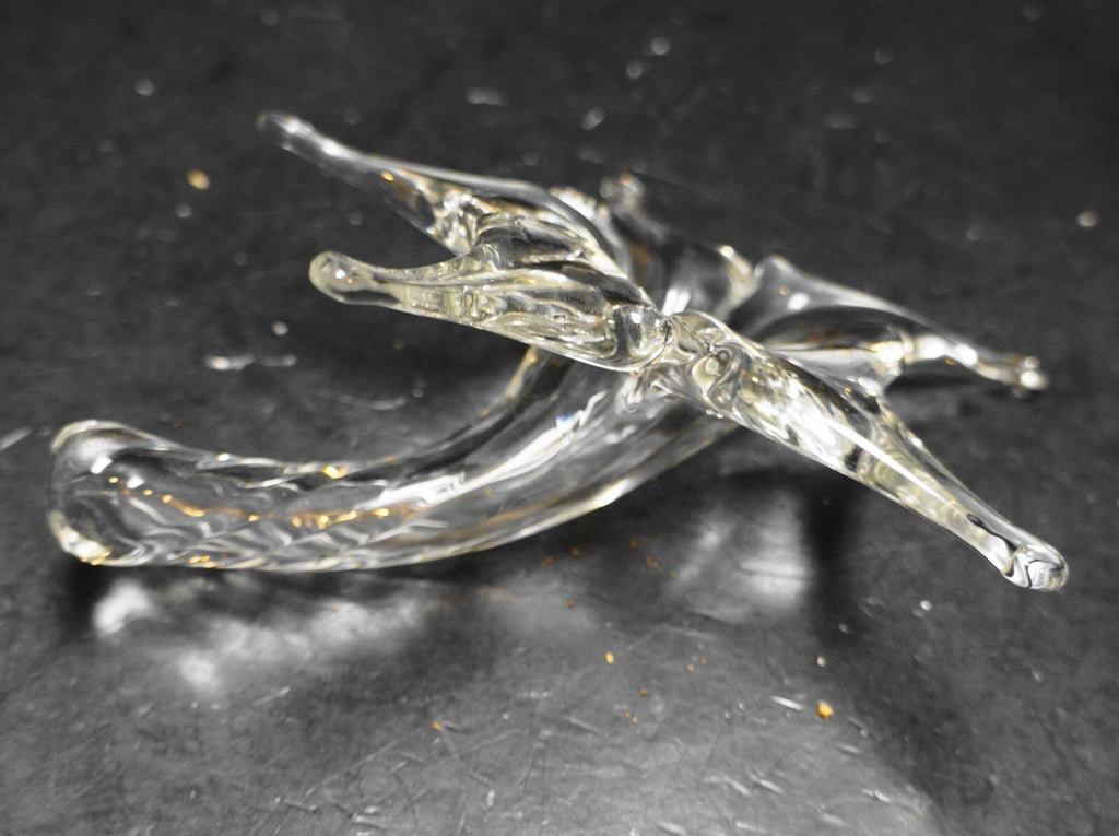 Star Lily Flower Shaped Clear Art Glass Hand Blown Bud Vase