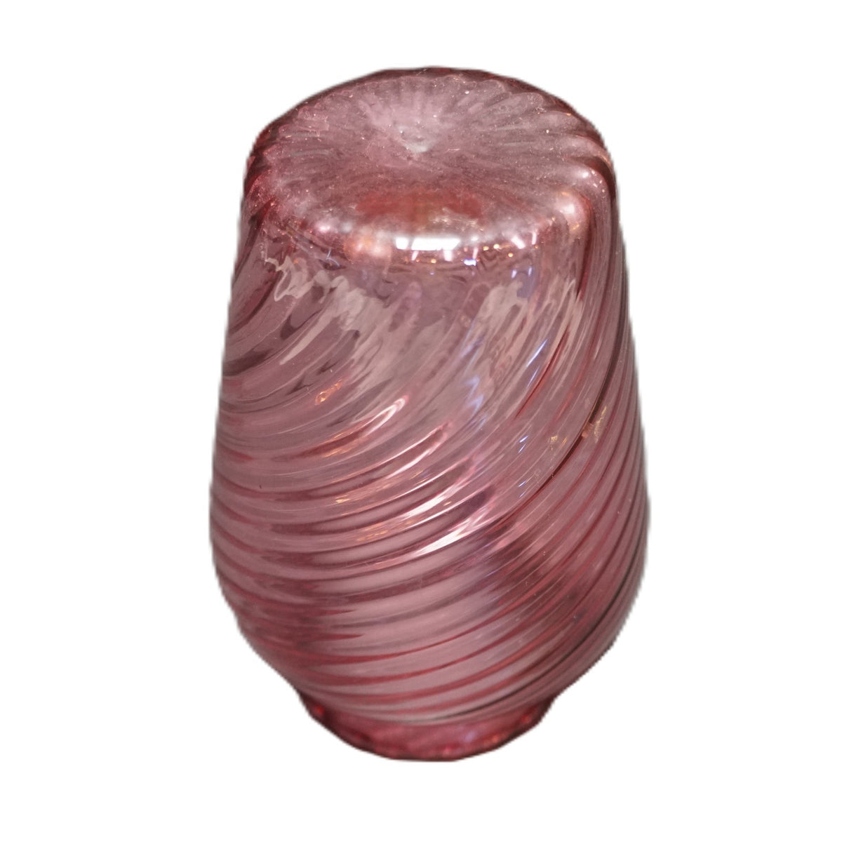 Pilgrim Glass Cranberry Swirl Vase 6 IN