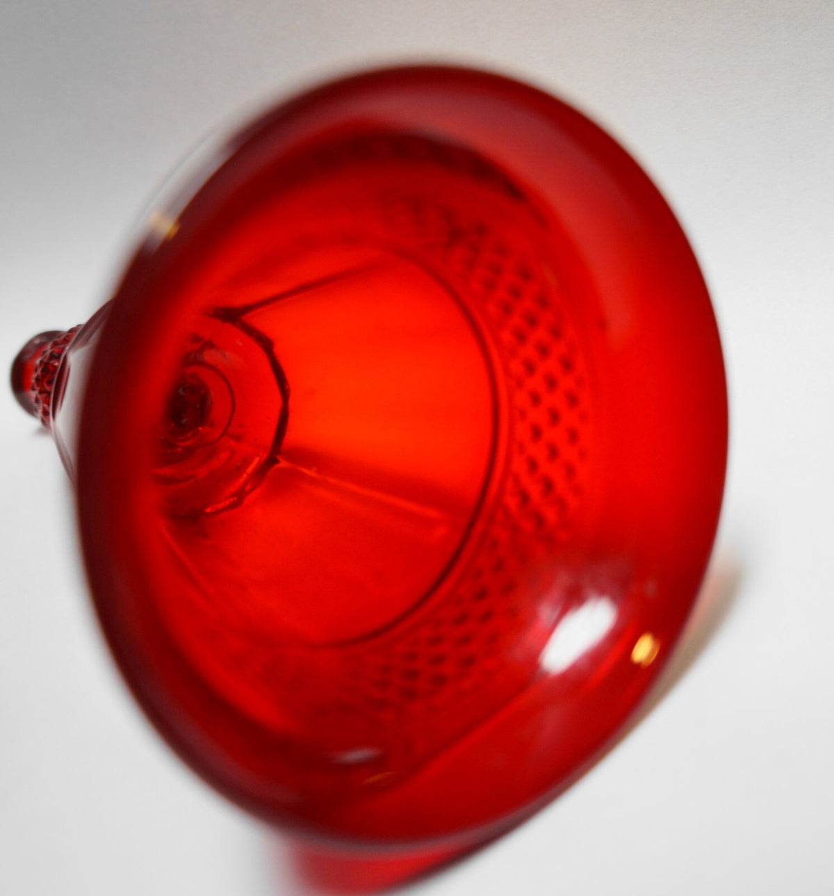 Viking Mt Vernon Ruby Red Glass Bell Diamond Hobnail Band