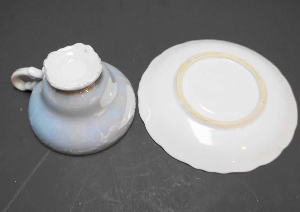 Bamboo Decorated Lustreware Cup Saucer Porcelain